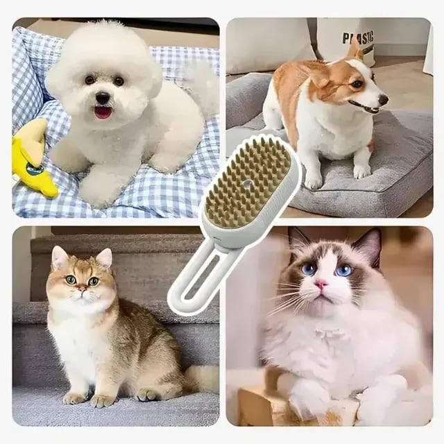 Escova 3 em 1 para Pets — O Segredo para uma Pelagem Macia, Bonita e Livre de Nós!