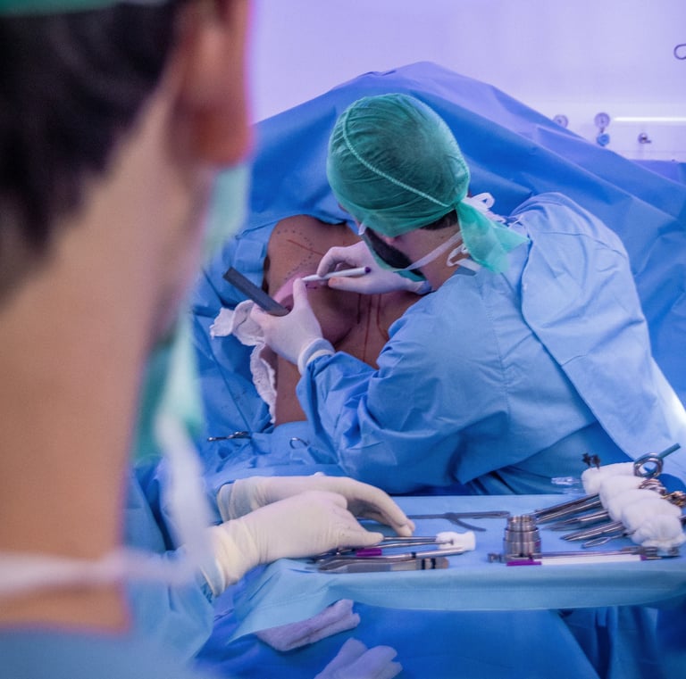 Cirurgia de mastopexia com alça muscular.