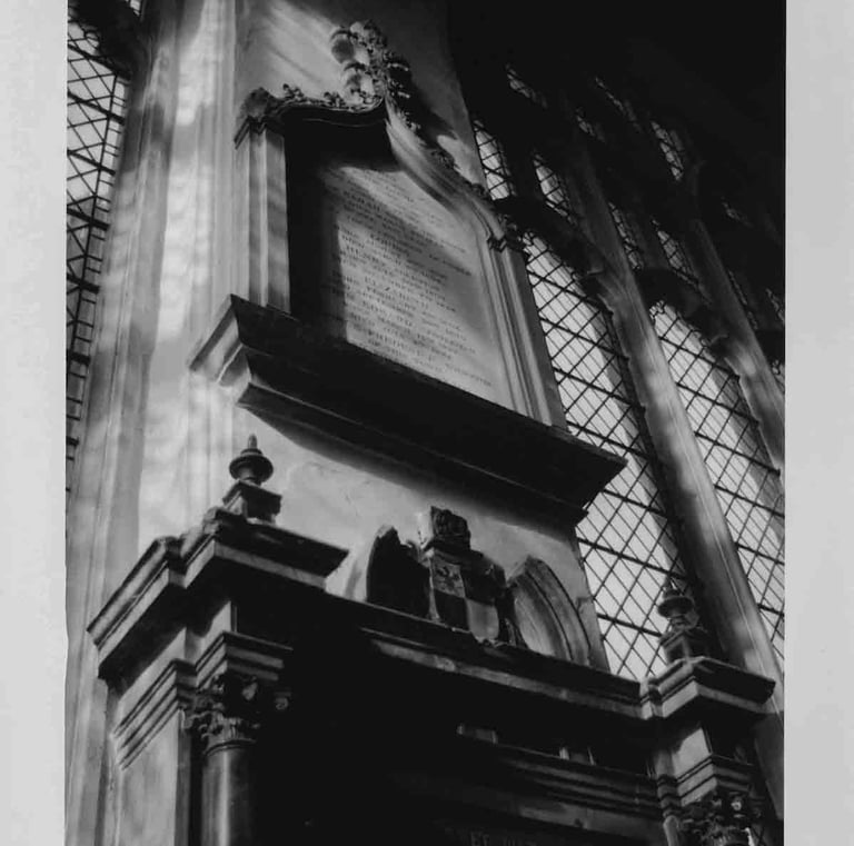 A tablet on the wall in a church in Saffron Walden. Creator: Slawek Dejneka