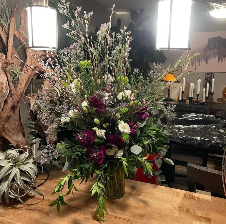 A flower arrangement designed by Andy Albright
