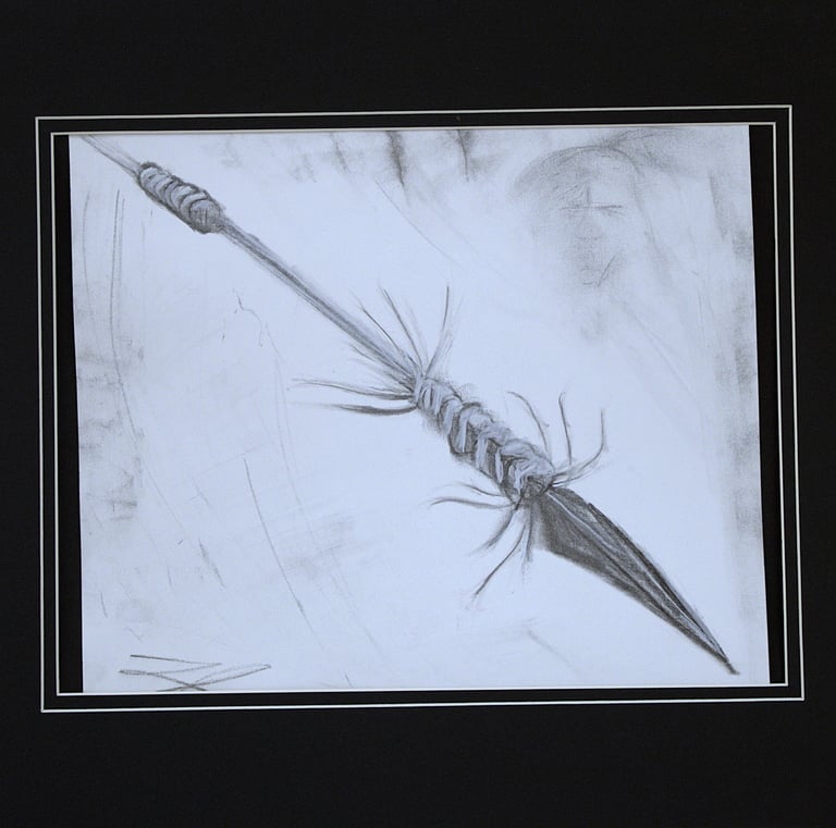 Charcoal on paper drawing Native American