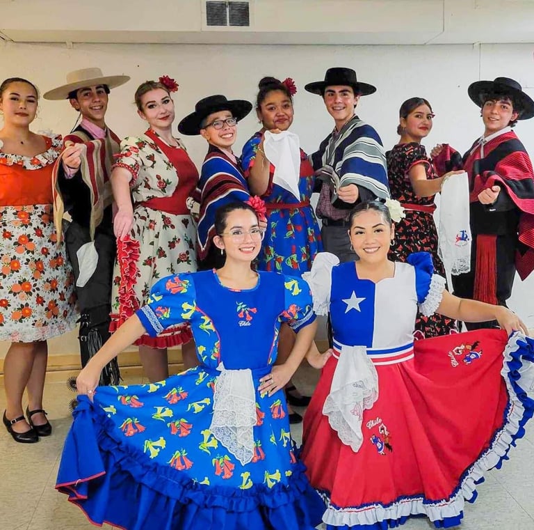 a group of people in chilean style costumes