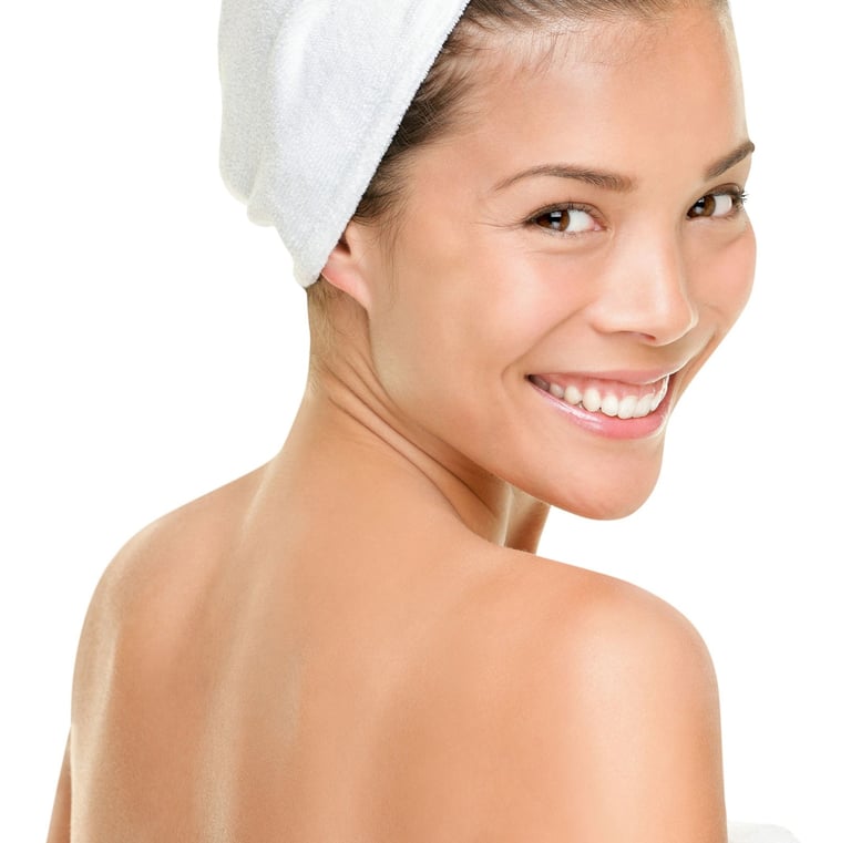 woman looking back smiling