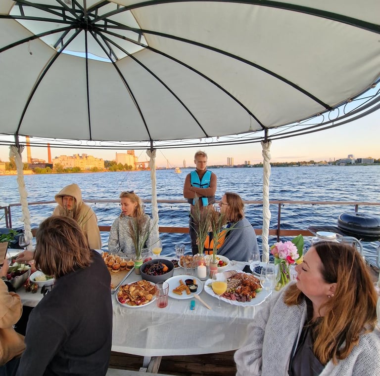 Party raft on Daugava river