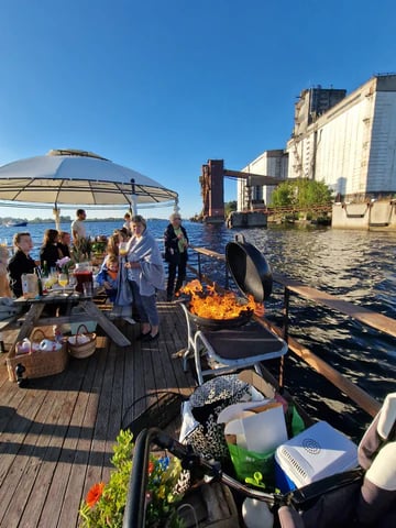 Riga Party raft floats on Daugava river