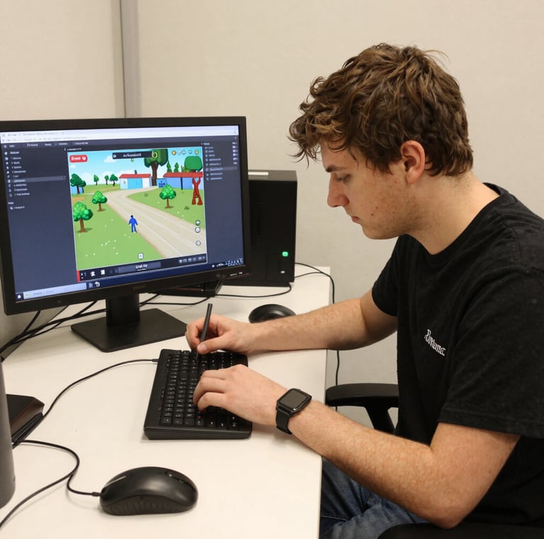 A designer sketching concepts for a new indie game.