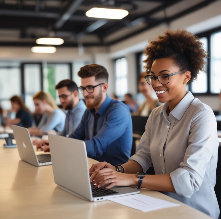 group of people using laptop computer