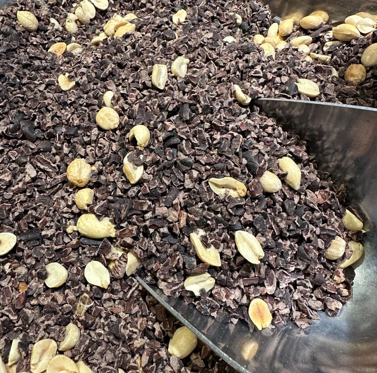 cacao nibs and dry-roasted peanuts 