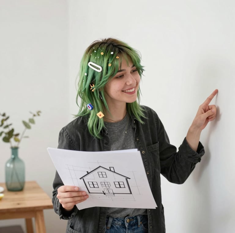 A dental professional wearing a face mask examines a product brochure. The background contains various dental care products including mouthwash and toothpaste packaging placed on a counter. The setting appears to be a dental clinic with a dental chair visible.