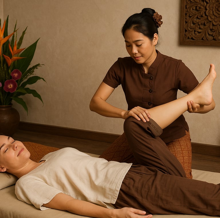 Skilled therapist giving Thai massage in Navi Mumbai