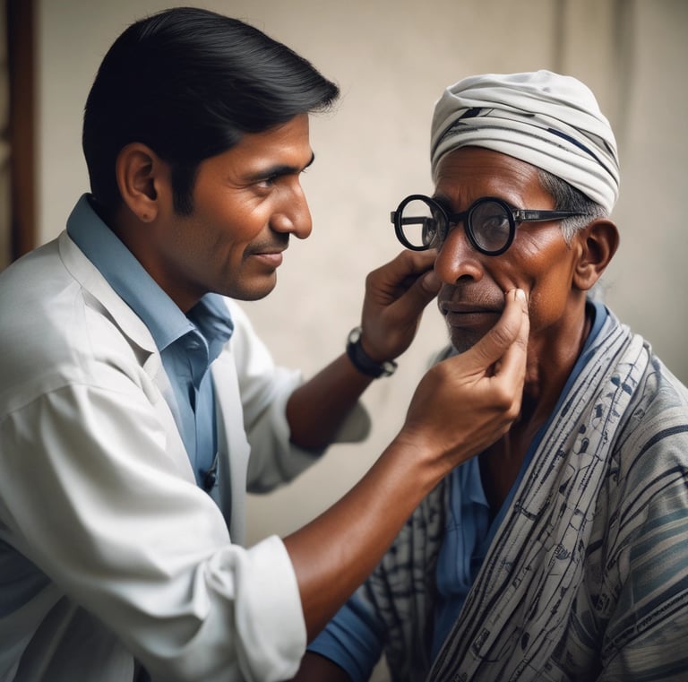 A person dressed as a bell-ringing Salvation Army worker stands next to a young child wearing a pink coat who is placing something into an orange donation bucket. They are situated in a busy indoor area, possibly a shopping mall, with other people visible in the background.