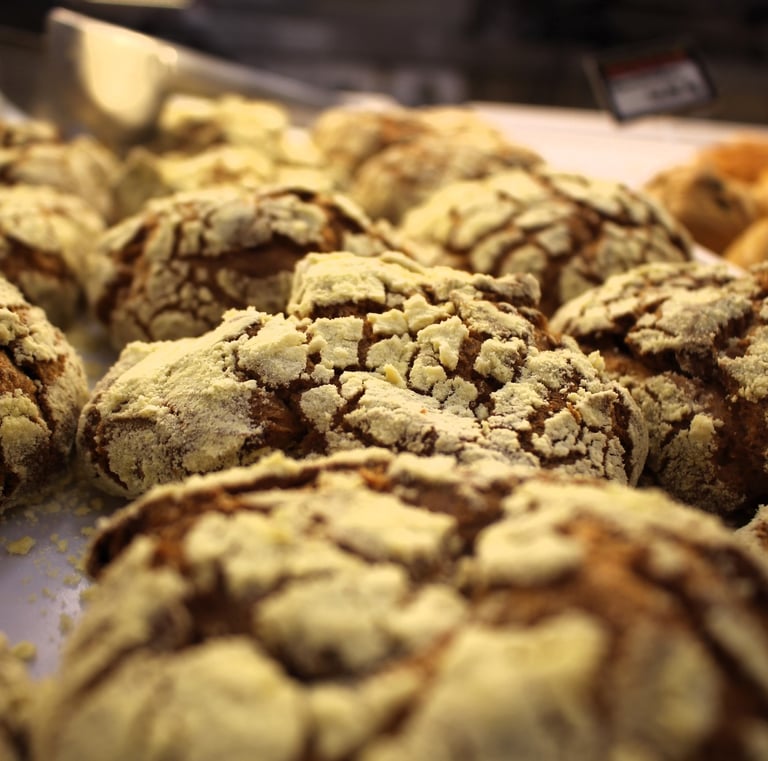 a bunch of baked goods on a tray