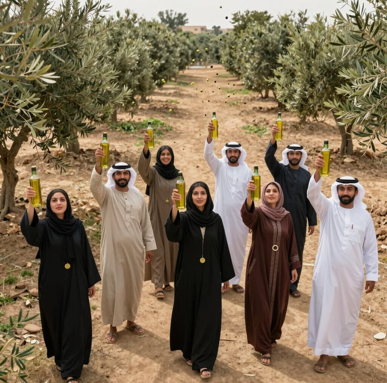 Happy customer holding a bottle of زيت كروتينا with a natural background