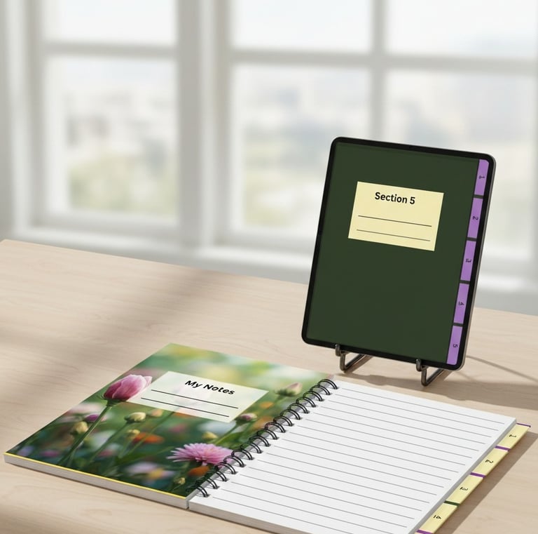 a notebook with a notepad and a notebook with a notepad
