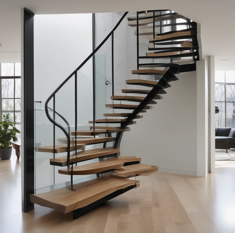 Close-up of architectural details highlighting the craftsmanship in a custom staircase railing.