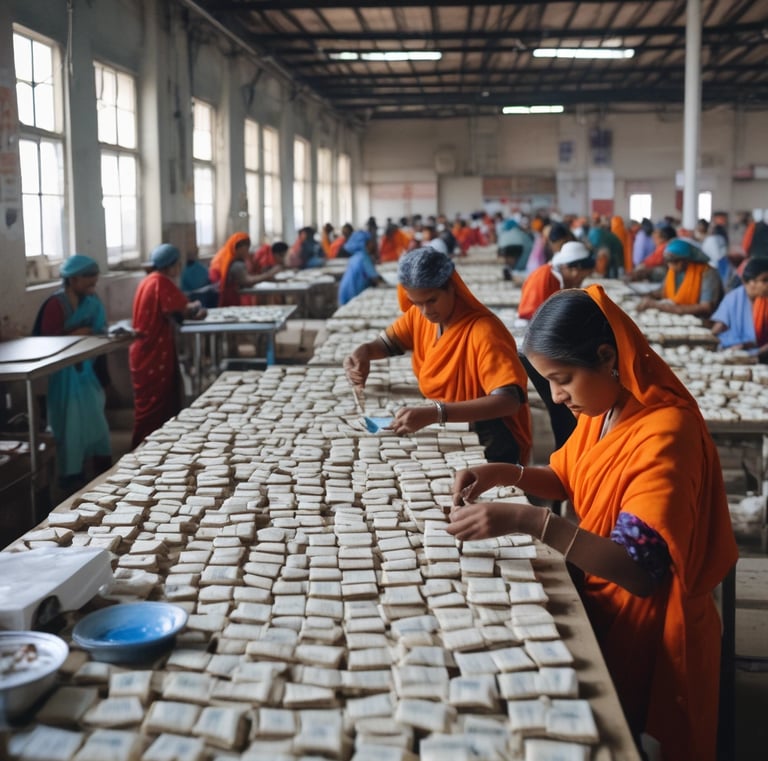 A family member inspecting tea quality with a smile.