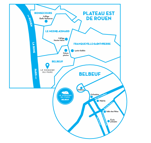 localisation du lotissement Domaine du Parc à Belbeuf proche de Rouen