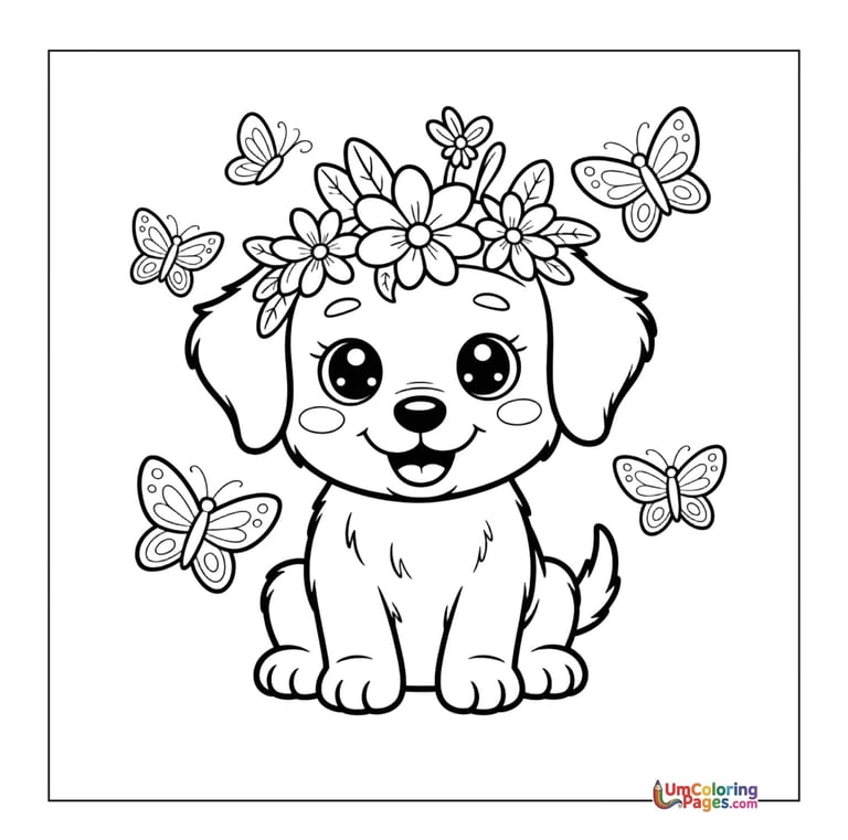 Puppy with ball coloring template baby dog for kids