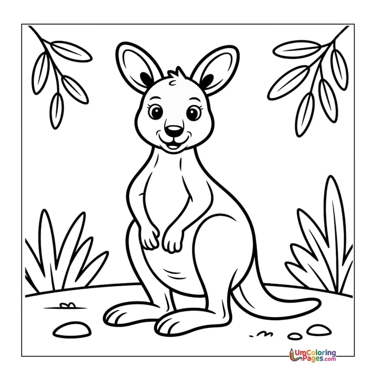 Mother kangaroo with joey coloring sheet marsupial activity