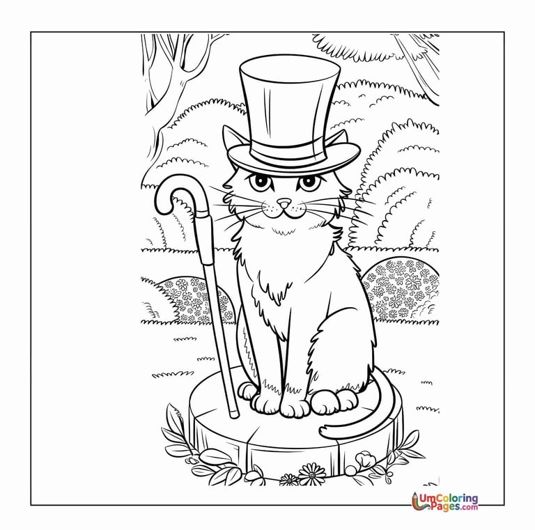 Free cat coloring sheet furry pet animal for children