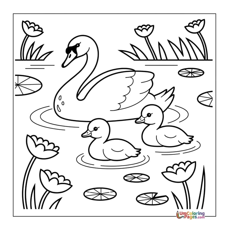 simple swan line art coloring page