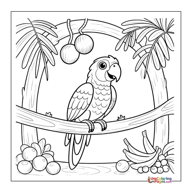 Macaw parrot coloring template bird pet for children