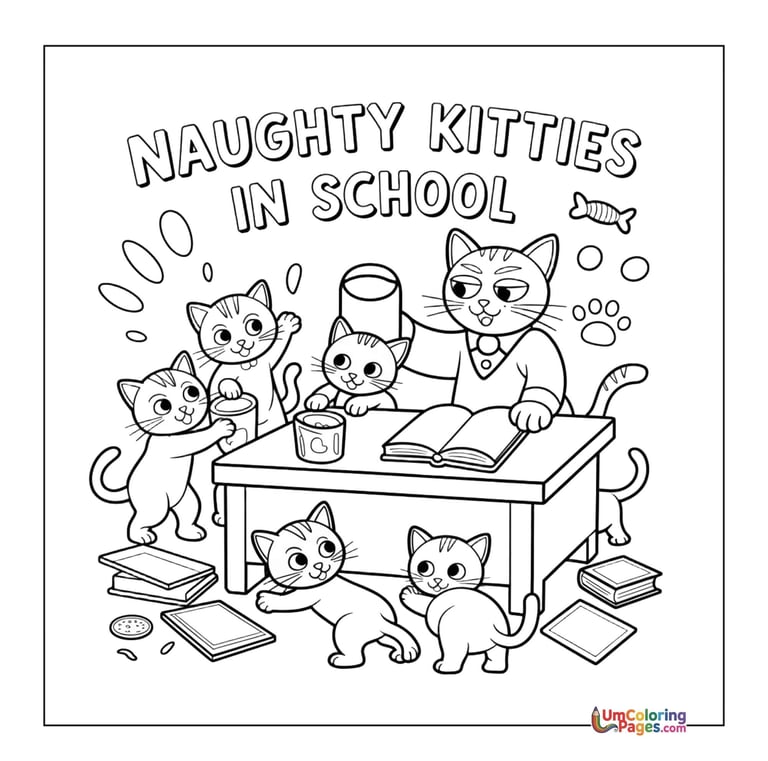 Kitten with yarn coloring template baby cat for kids