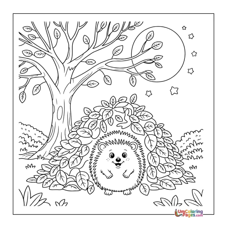 Cartoon hedgehog coloring template pet animal page