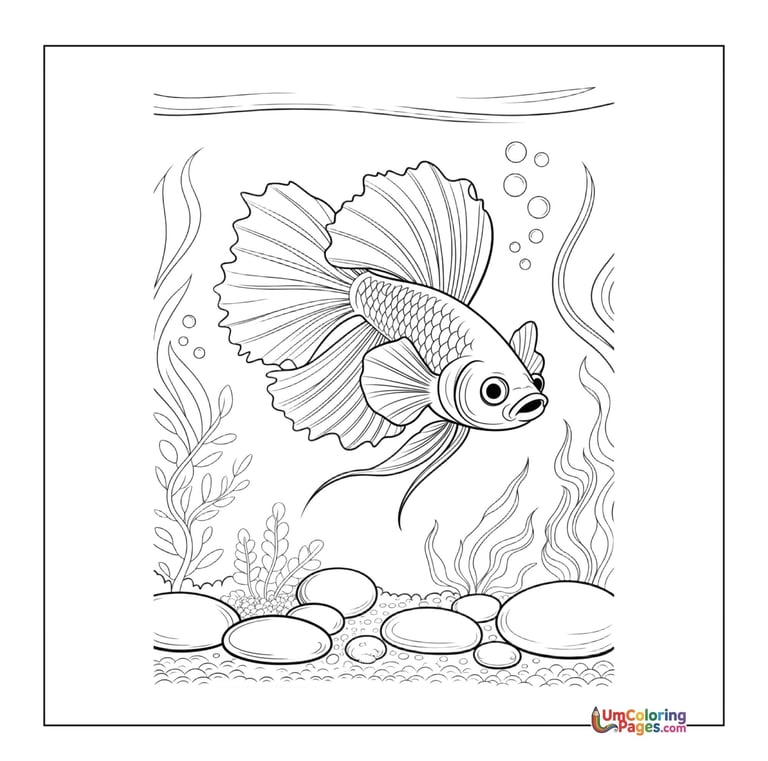 Fish with scales coloring template aquatic pet page
