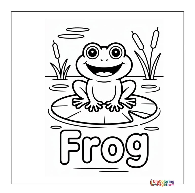 Frog coloring page amphibian animal printable for kids