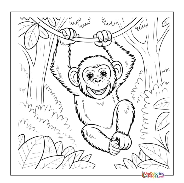 Chimpanzee coloring page primate animal printable for kids