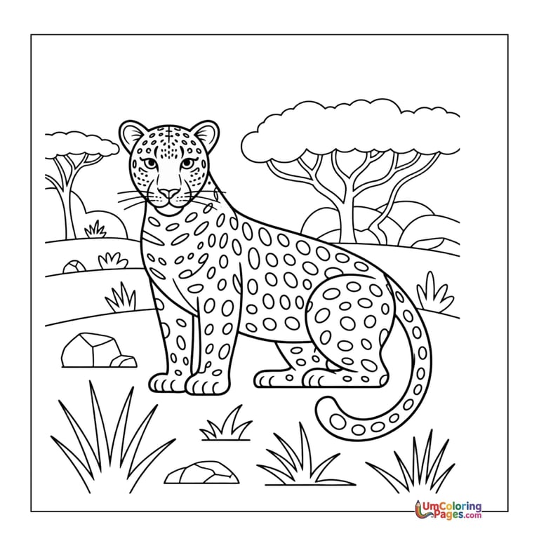 Leopard coloring page spotted big cat printable for kids