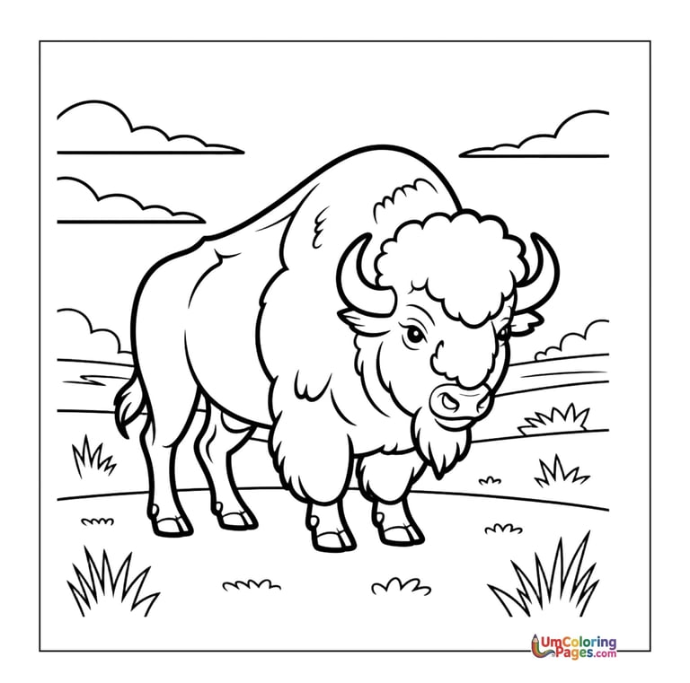easy buffalo coloring page for children