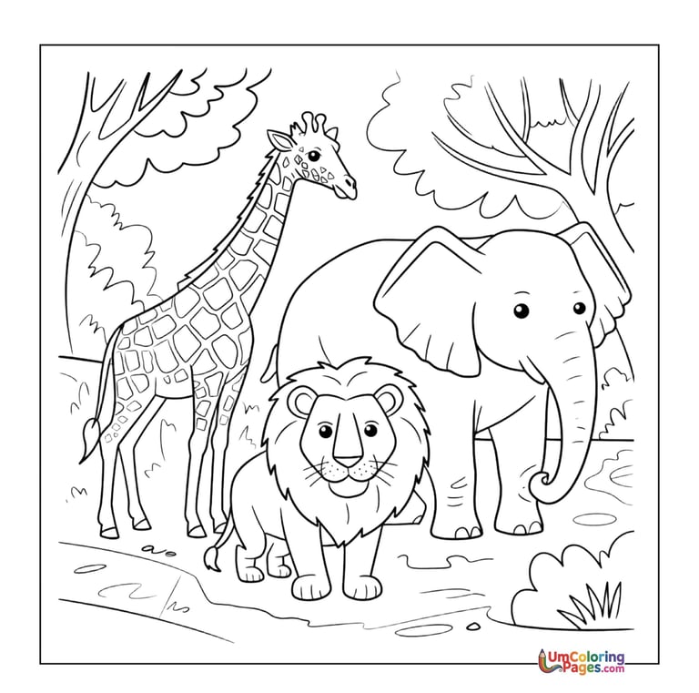 Baby giraffe coloring sheet safari animal activity