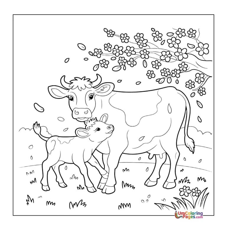 cow calf coloring page printable pdf