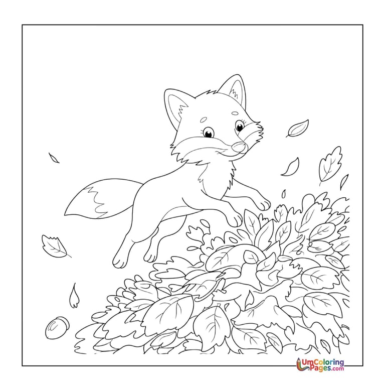 Fox coloring page woodland animal printable for kids