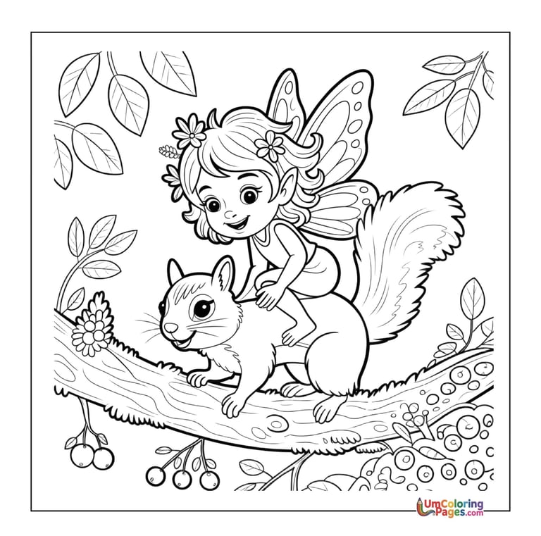 Tree squirrel coloring template forest animal page
