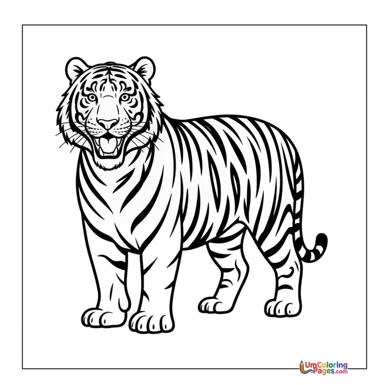 Bengal tiger coloring sheet jungle predator activity