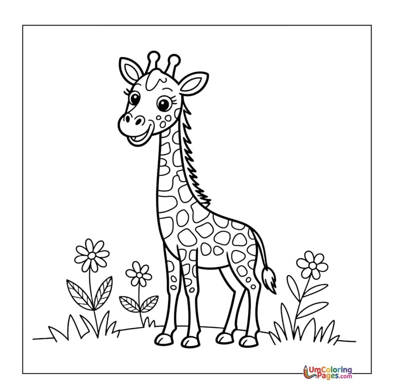 Giraffe coloring page tall African animal printable for kids