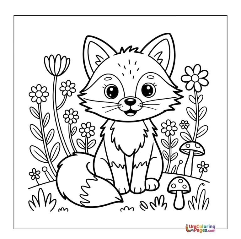 Red fox coloring sheet forest creature activity