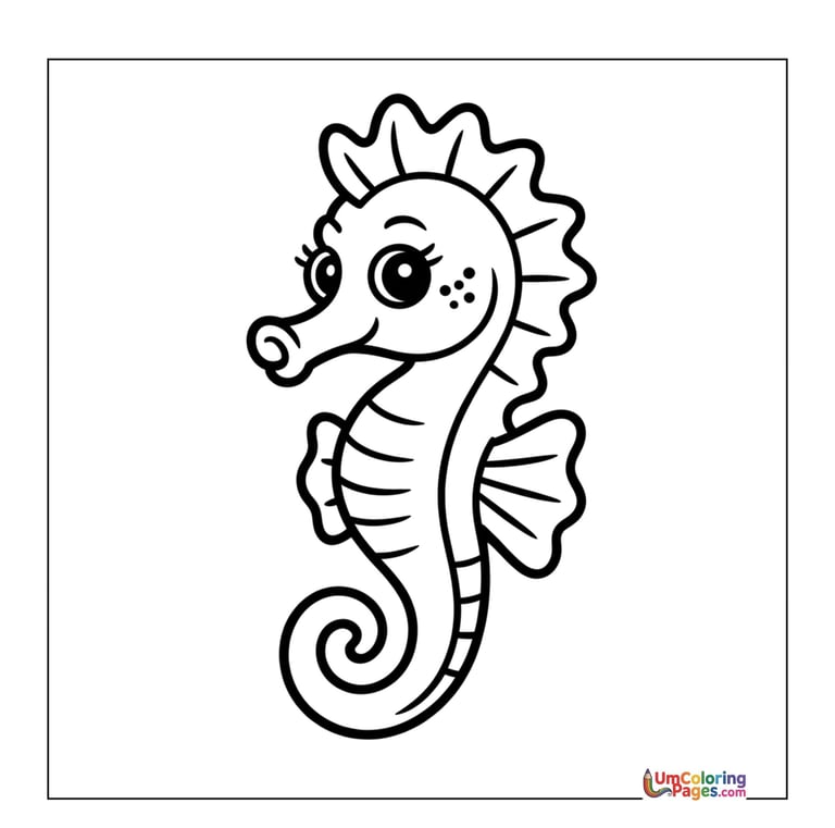 seahorse coloring page for kids
