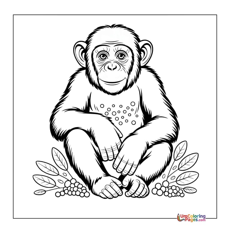 Baby chimpanzee coloring page cute ape printable