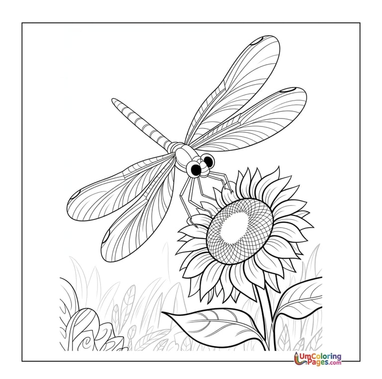 Pond dragonfly coloring page water insect for kids