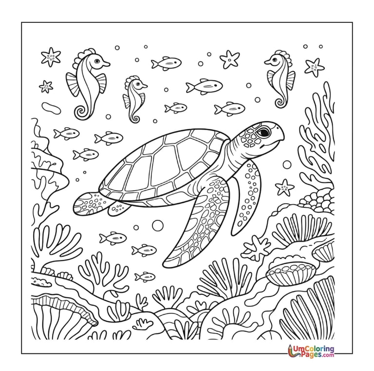 Swimming turtle coloring page water pet for children