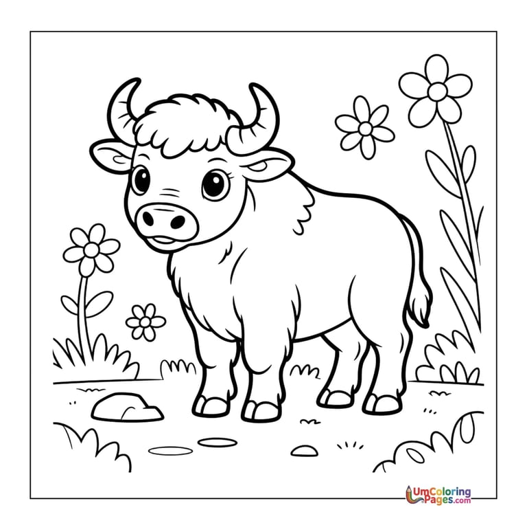 cute buffalo coloring sheet printable
