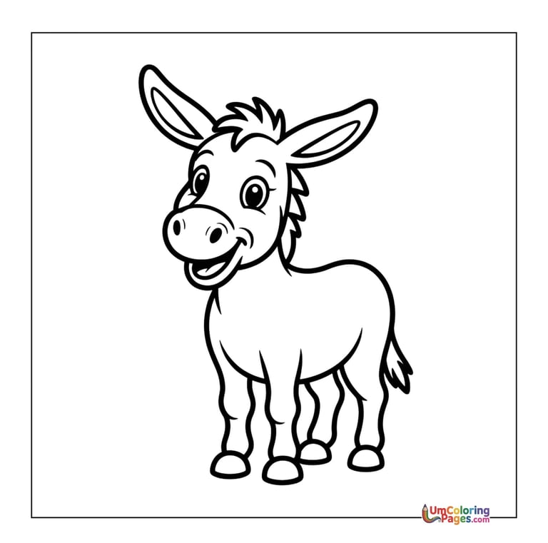 simple donkey line art coloring page