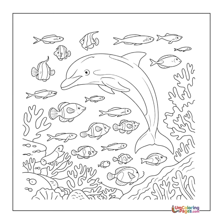 simple dolphin line art coloring page