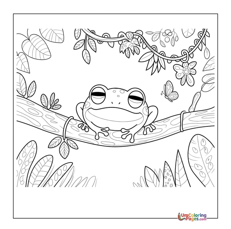 Tree frog coloring sheet rainforest creature activity