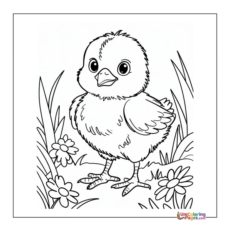 easy chick coloring page for children