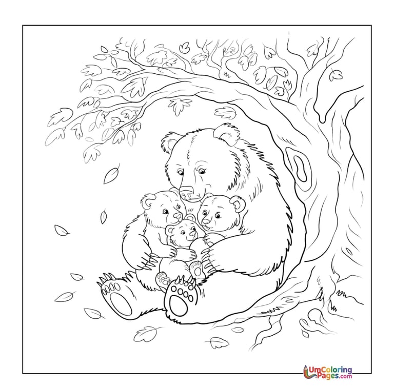 Cute bear cub coloring page preschool wildlife printable